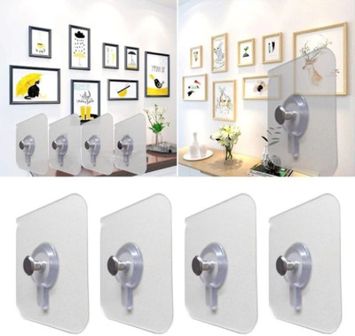 eshopy Self Adhesive Wall Picture Photo Frame Clock Hangers Nail Free Wall Hooks Hook 10(Pack of 10)