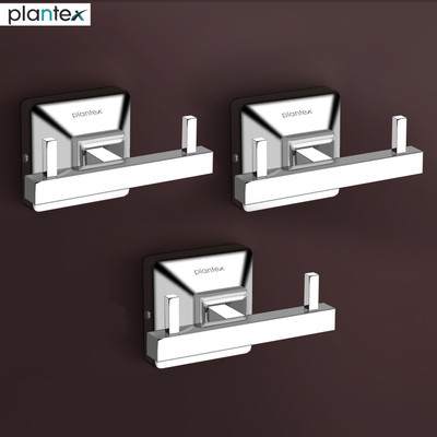 Plantex Crosslink Stainless Steel 304 Grade Squaro Robe Hook/Cloth-Towel Hanger/Door Hanger-Hook/Bathroom Accessories(Chrome - Pack of 3) Hook 2(Pack of 3)