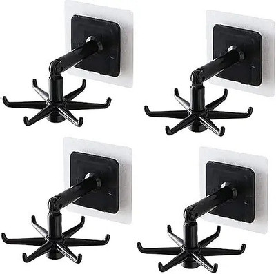 SJK Wall mounting Self Adhesive 360 Degree Rotating Hook for Hanging(Pack of 2) Accessories Organizer