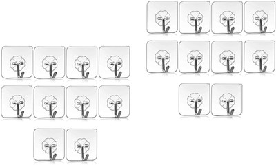 SPIVORA Set of 20 Wall Hooks Heavy Duty for Hanging 10KG (Max) Magic Stickers Hooks Seam Hook 20(Pack of 20)