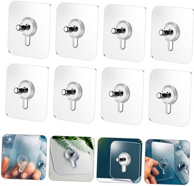 ER Self Adhesive Wall Screw Hooks, Punch-Free Hook,for Bathroom,Kitchen,Home Hook 8(Pack of 8)