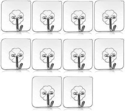 NANDKUVAR 10 Pcs Self Adhesive Wall Hooks, Heavy Duty Sticky Hooks for Hanging Hook 10(Pack of 10)