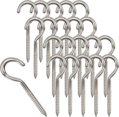 TEELLON Screw Cup Hook 2.7Inch,Round End Screw Ceiling Hook for hanging light craft Item Hook 20(Pack of 20)