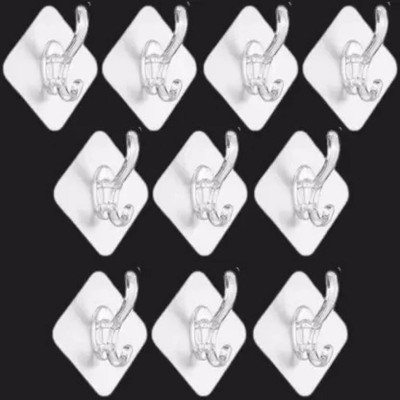 E-ECL Self Adhesive Sticker Hanger Plastic Wall Hanging Hook Without Drilling Hook 10(Pack of 10)