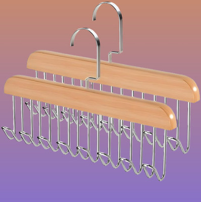 Fluyra 8 HOOK WOODEN HANGER STORAGE HANGERS Hook 8(Pack of 2)