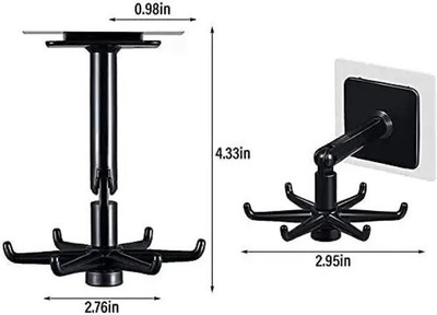Shrey Wall mounting Self Adhesive 360 Degree Rotating Hook for Hanging(Pack of 1)1.385 Hook 6(Pack of 1)