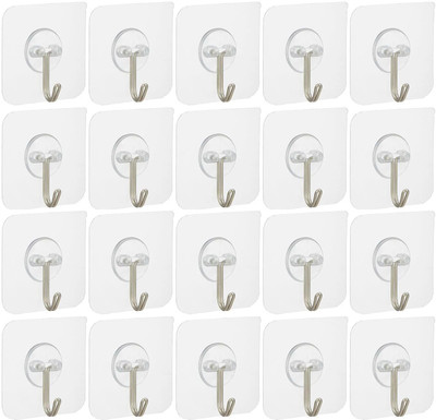 E-ECL Heavy Duty Adhesive Sticker Hook for 5 kg Max. Hanging Capacity Sticky Hook 20(Pack of 20)