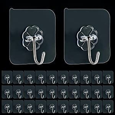 REDCARP 32 Hooks Heavy Hooks for Hanging 10KG (Max) Magic Stickers Hooks Hook 32(Pack of 32)