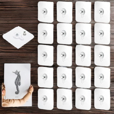 SJV Wall Hooks Without Drilling Hooks for Bathroom, Kitchen & Office Photo frame Hook 20(Pack of 20)