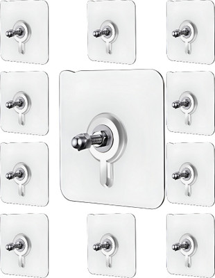 Zytera Heavy Duty Transparent Adhesive Wall Hook 10(Pack of 10)
