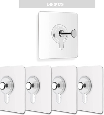 LAPREX Nail Free Wall Screw Self Adhesive Non-Trace No Drilling Stick On Hooks For Wall Hook 10(Pack of 10)