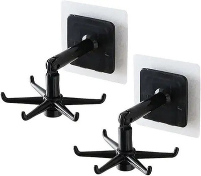 SJK Wall mounting Self Adhesive 360 Degree Rotating Hook for Hanging(Pack of 2) Hook 5(Pack of 1)
