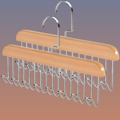 Fyxis 8 HOOK WOODEN HANGER STORAGE HANGERS Hook 8(Pack of 2)