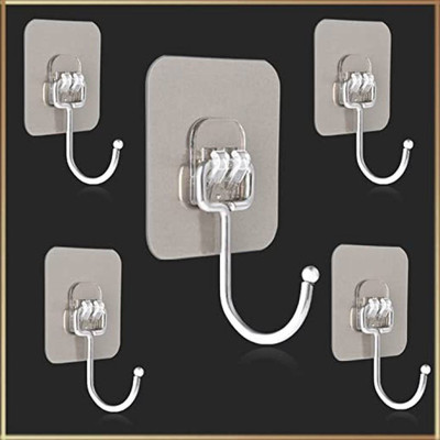 VESTURA Waterproof Big Adhesive Heavy Duty Sticky Stainless Steel Hook Hook 5(Pack of 5)
