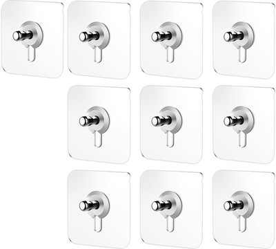 JIALTO Adhesive Nail Wall Hooks for Hanging Kitchen Household and Bathroom Accessories Hook 10(Pack of 10)