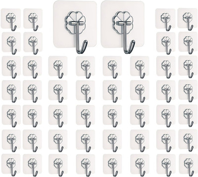 DALUCI Strong Adhesive Hook Wall Door ,Sticky Hanger Holder for Kitchen Bathroom Hook 50(Pack of 50)