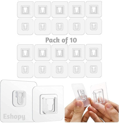 ALWAFLI 6 cm Self Adhesive (Male/Female) Wall Hooks Magic Transparent StickerMFx10.06 Self Adhesive Sticker(Pack of 10)