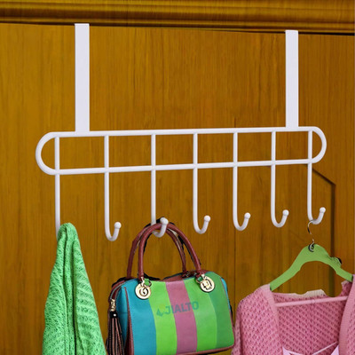 JIALTO Hooks door hanger | 7 hooks White Hook Rail 14(Pack of 2)
