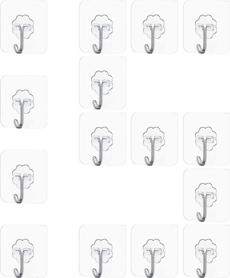 HI-HOPE Adhesive Hooks Strong Sticky Kitchen Hooks Wall Hanger for Kitchen Bathroom Hook Hook 15(Pack of 15)