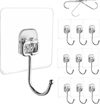 JIALTO Heavy Duty Adhesive Big Hooks Set - 10 Hook 10(Pack of 10)