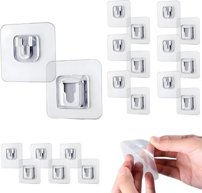 KANTHEE ENTERPRISE Wall Clips Self Adhesive Double Sided (Male /Female)Wall Hooks Hook 10(Pack of 10)