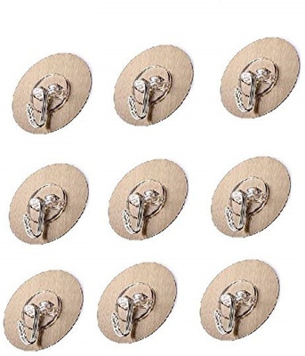 Housecarein Punch Free Screws Nails without Drilling for Frames, Kitchen SILVER hook 9 Hook 9(Pack of 9)