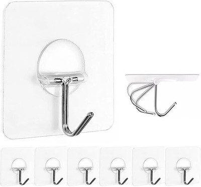 JIALTO Adhesive Hooks/10 Pack Transparent Adhesive Wall Hangings for Home Hook 1(Pack of 10)