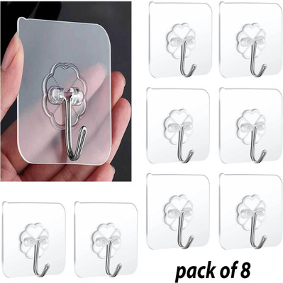 Handybee Heavy Duty Nail Free Sticky Hangers with Stainless Hooks Waterproof and Oilproof Hook 8(Pack of 8)
