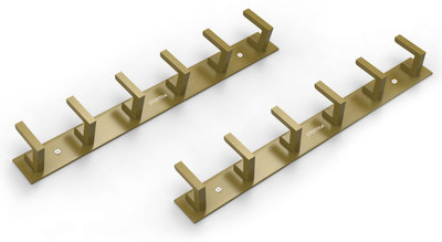 Plantex Aluminum Hook Rail with L-Shape Hooks for Walls of Bathroom/Kitchen-Towel/Keys Hook Rail 6(Pack of 2)