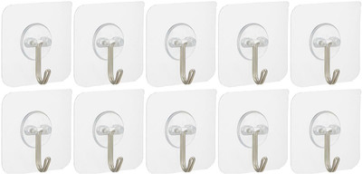 HI-HOPE Self Adhesive Wall Hanging Hooks Heavy Duty Pack of 10, WaterProof 10 Kg Hook 10(Pack of 10)