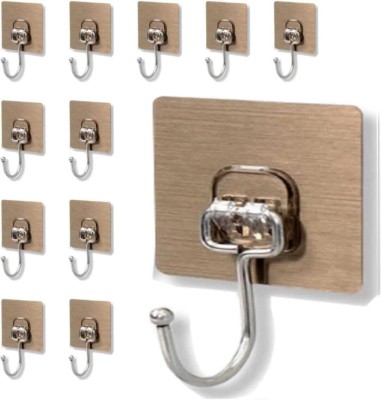 eshopy Large Adhesive Hooks for Wall Heavy Duty Waterproof Wall Hooks for Hanger Hooks Hook 12(Pack of 12)