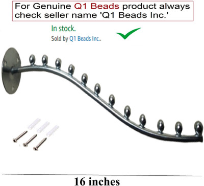 Q1 Beads 12 Ball pin Hooks Wall Drope Hanger/Shop/Showroom Display Hook Rail bar for Clothes/Kitchen/Mobile Pack of 2 -Heavy Duty Wall Mount with Hardware Fittings Hook Rail 12(Pack of 2)