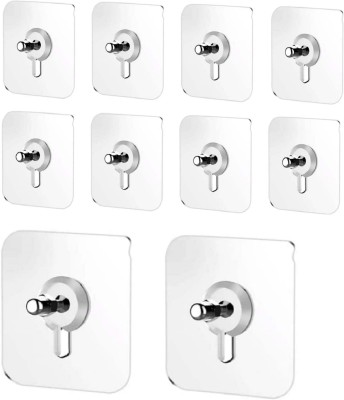 Mopslik Self Adhesive Punch-Free No Drill Bathroom / Kitchen Nail Wall Screw Hooks Hook 1(Pack of 10)