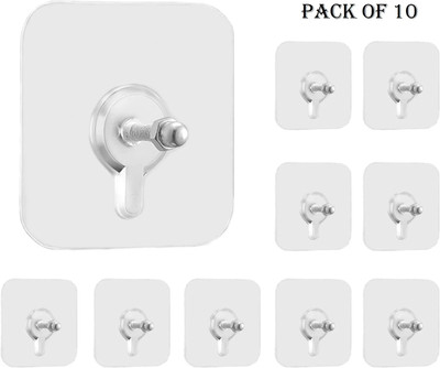 VAVSU Nail Free Wall Screw Adhesive Non-Trace No Drilling Bathroom Installation Hook 10(Pack of 10)