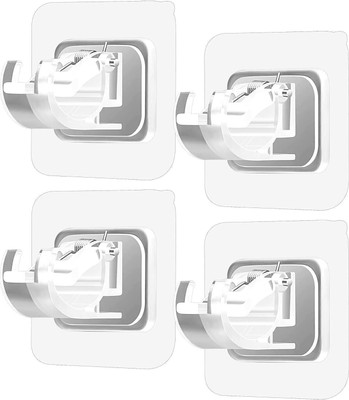HI-HOPE Transparent Self-Adhesive Hook / No Drilling Wall Holder / Curtain Rod Holder / Hook 4(Pack of 4)