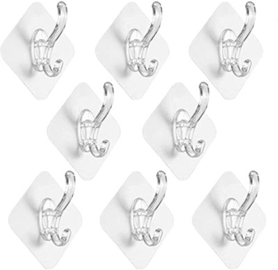 Neelameretail NEW_Single Coat Hooks Without Drilling Sticker Heavy Items Wall Hangers Hook 8(Pack of 8)