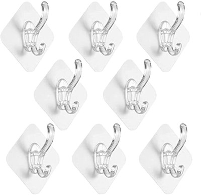 XBEY Single Coat Hooks Without Drilling Sticker Heavy Items Wall Hangers Hook 8(Pack of 8)