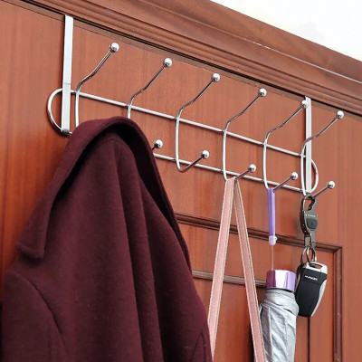 REMICH Metal Chrome Finish Multifunctional Door Hook Organizer/Wall Hook Hanger(Silver) Hook Rail 12(Pack of 1)