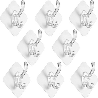 HI-HOPE Self Adhesive Sticker Hanger Plastic Wall Hanging Hook Without Drilling Hook 8(Pack of 8)