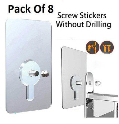 Jantrex Wall Screws Hanging Nails Wall Hook Self Adhesive No Drilling Non-Trace Hook AI Hook 8(Pack of 8)