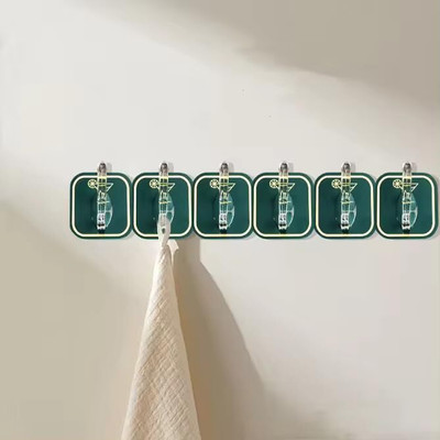 LAPREX Multifunctional Transparent Self-Adhesive Towel Hooks, No Drilling, Cuttable Hook Rail 6(Pack of 2)