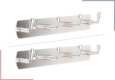LEEZEN Architectural Hardware 4 Pin Hook Stainless Steel Bathroom Cloth Hooks/Hanger/Door Wall Robe Hooks Hook Rail 8(Pack of 2)