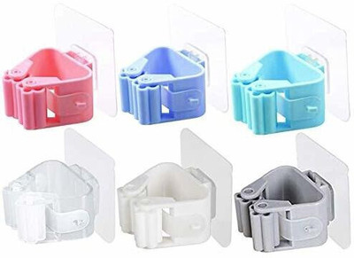 SJK Multicolor Plastic Broom Holder(6 Holders)