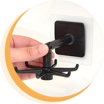 aadhya Multi-Purpose 360° Rotating Hook with 6 Arms – Self-Adhesive (2 Black Pieces) Swivel Hook 6(Pack of 2)