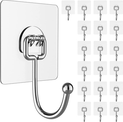 JIALTO Heavy Duty Adhesive Big Hooks Set- 20 Hook 20(Pack of 20)