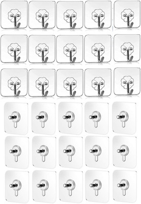 jay gatrad seller Adhesive No Drilling Transparent Hook (15Pc Screw Hook) (15Pc Flower Hook) Hook 4(Pack of 30)