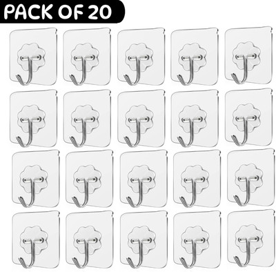 BHALO KICHHU 15 Pcs Self Adhesive Wall Hooks, Heavy Duty Sticky Hooks For Hanging Hook 1(Pack of 20)