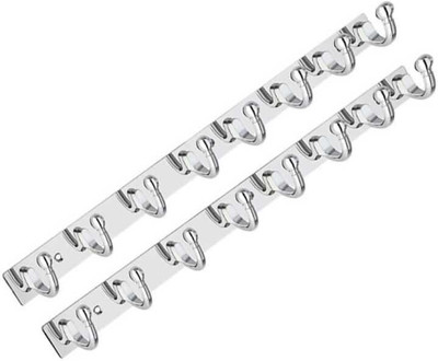 deeplax supper 8 hook over the door hooks hanger for hanging cloth set of 2 pcs Hook Rail 8(Pack of 2)