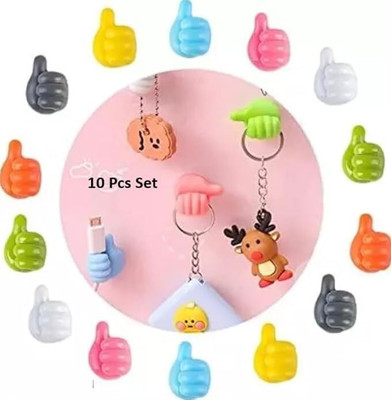 Radhe Silicone Thumb Wall Hook- Multi-Function Car Adhesive Cable Hook 10(Pack of 10)