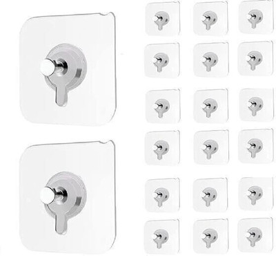 MERCEHIVE Photo Frame Nail Adhesive Hooks for Wall Without Drilling Heavy Duty Waterproof Hook 20(Pack of 20)